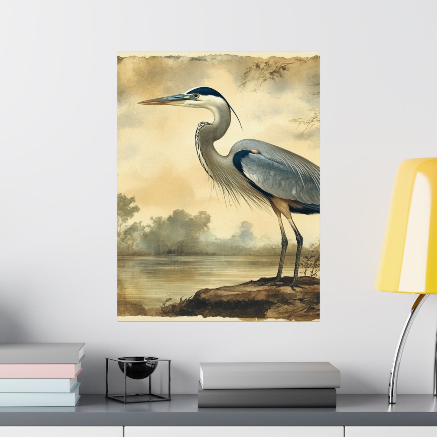 Elegant Blue Heron Coastal Fine Art Print
