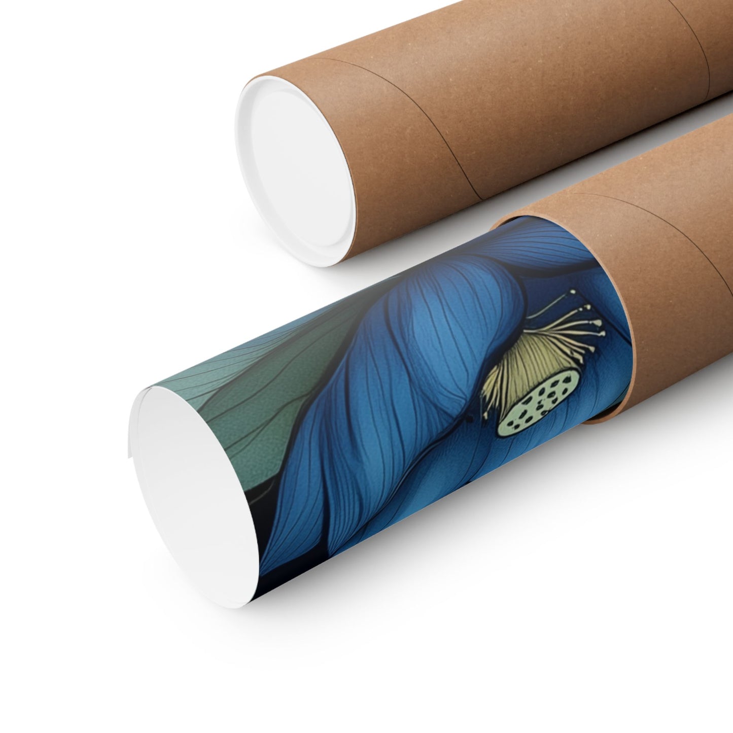 Mystical Blue Lotus Fine Art Print - Matte Vertical Poster - Zen Floral Art for Home Décor