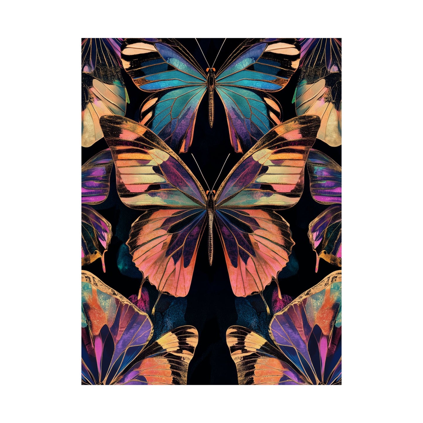 Vibrant Boho Butterflies Fine Art Pint - Matte Poster - Colorful Wall Art for Nature Lovers