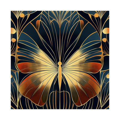 Art Deco Golden Butterfly Fine Art Print - Matte Vertical Poster - Vibrant Home Décor - Chic Style