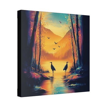 Cranes at Sunset - Delight in Nature Series - Fine Art Print on Canvas