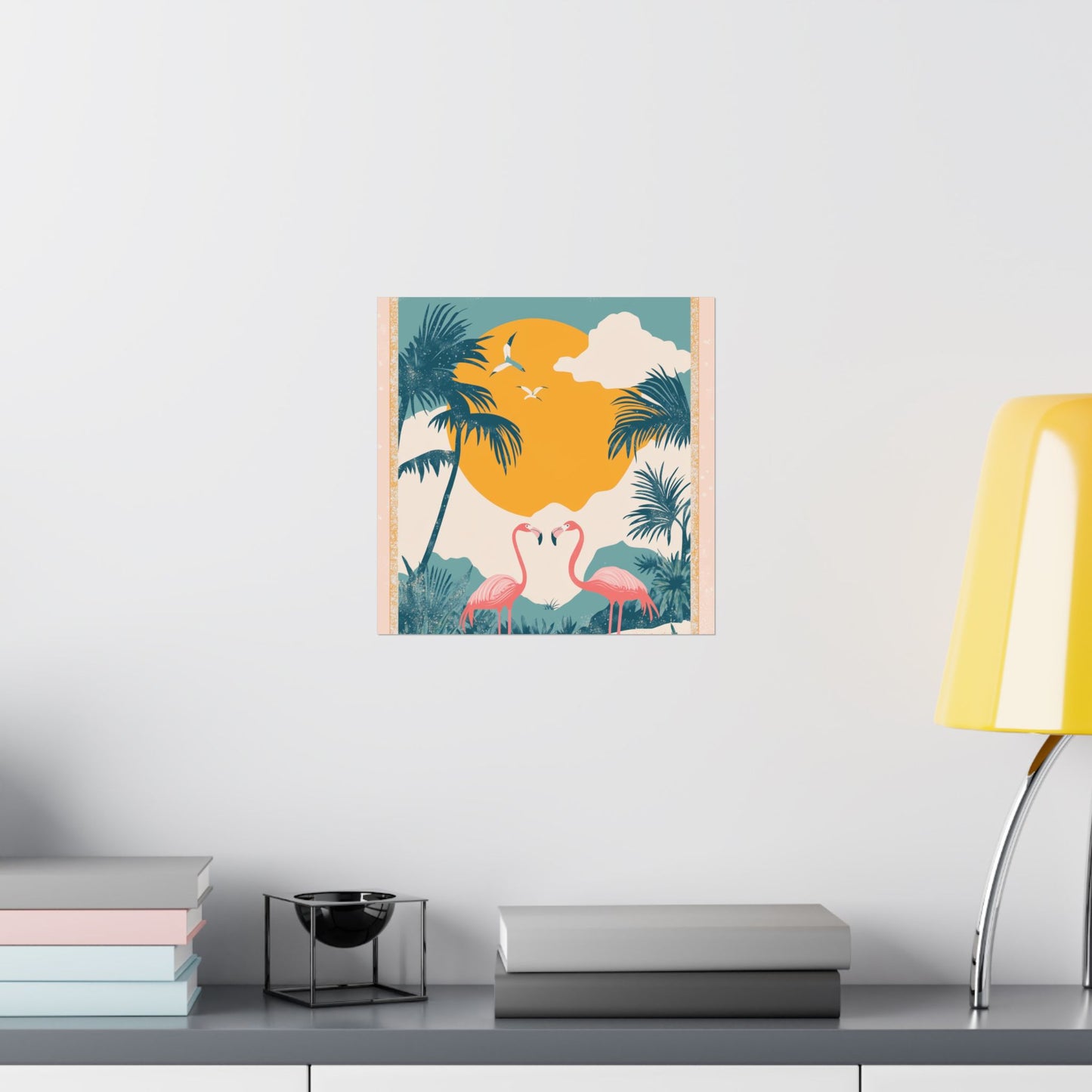 Welcome to Miami - Tropical Flamingo Poster - Boho Wall Art - Bohemian Art Prints - Home Décor
