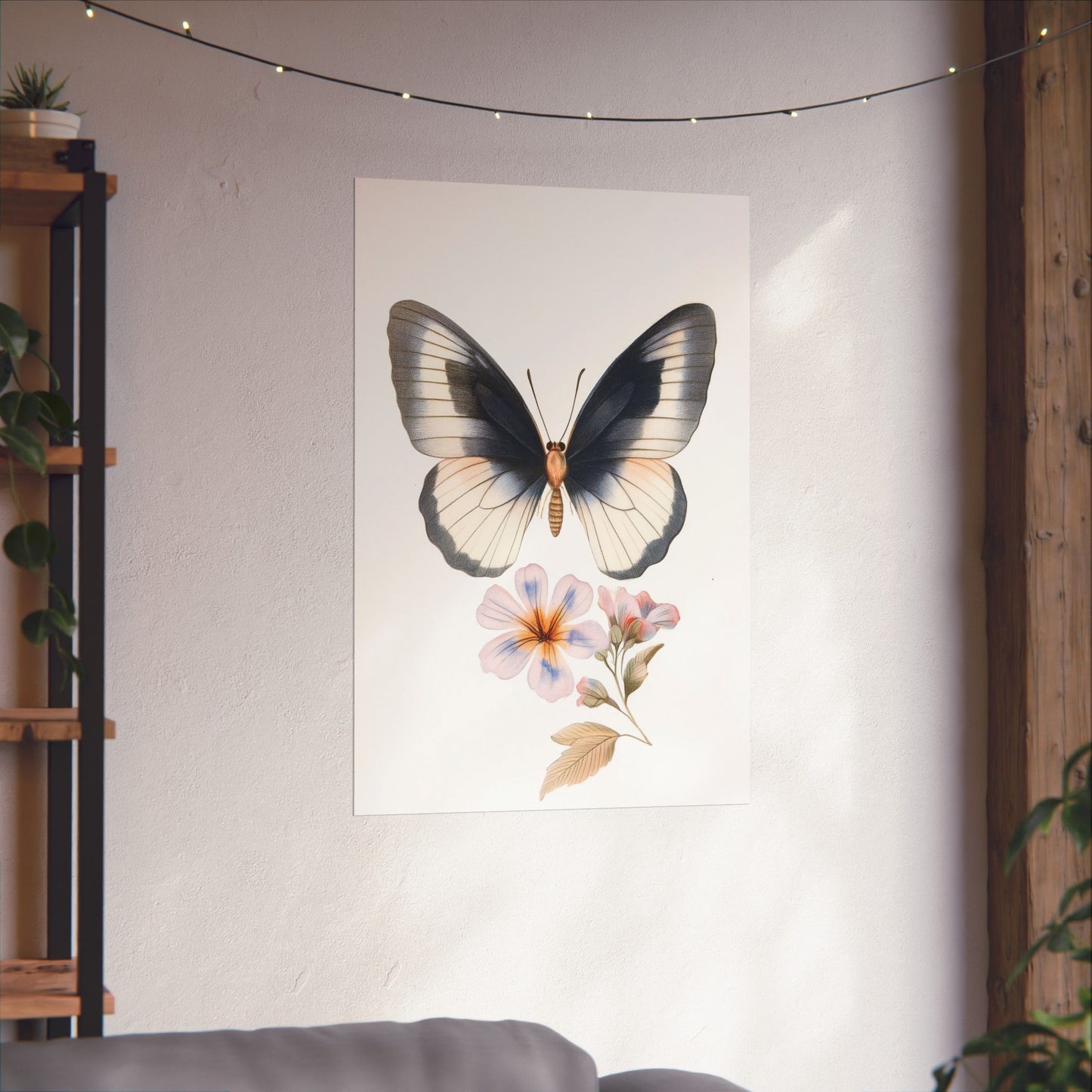 Vintage Butterfly Botanical Print - Matte Vertical Poster - Elegant Wall Art for Nature Lovers