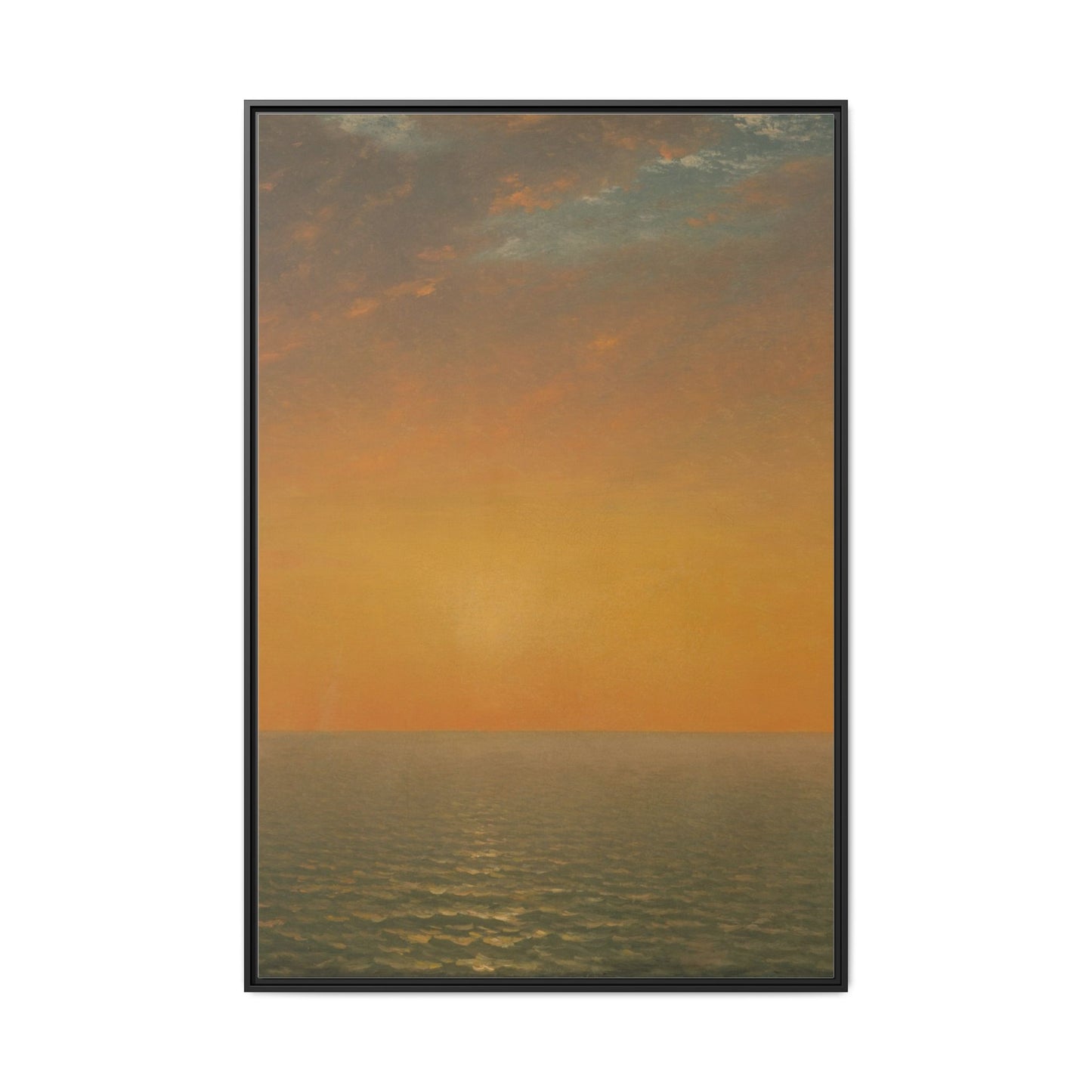 John Frederick Kensett : Sunset on the Sea (1872) - Museum Collection - Framed Canvas Print