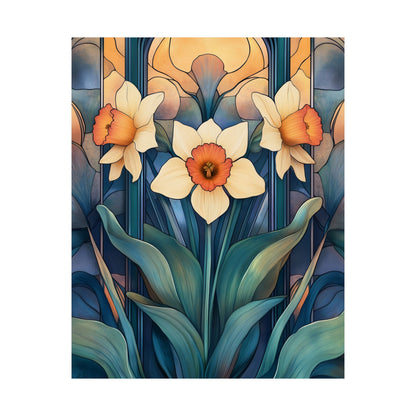Elegant Daffodil Floral Fine Art Print - Matte Vertical Poster - Daffodil Art Print for Home Décor