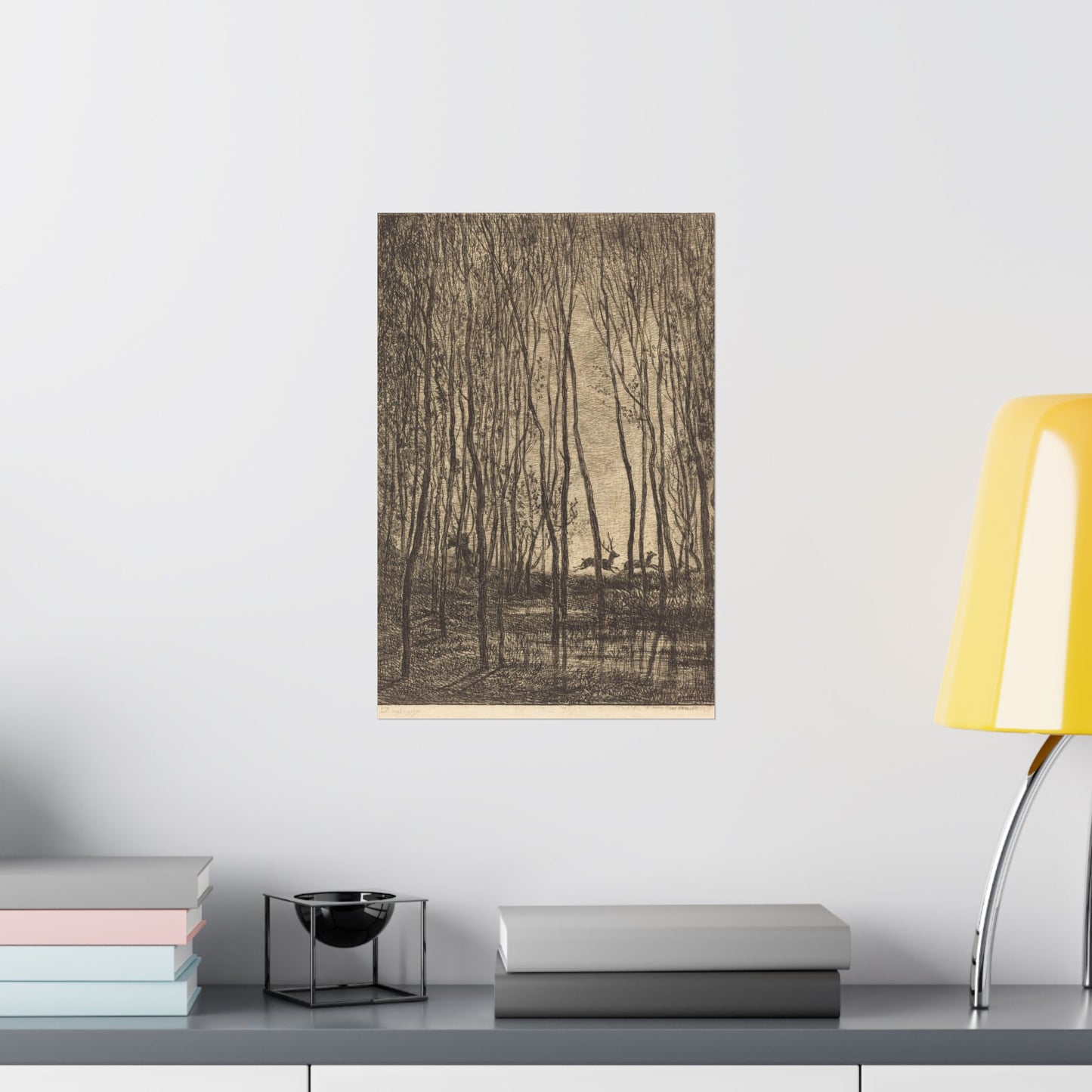 Deer Running Through Woods Nature Fine Art Print