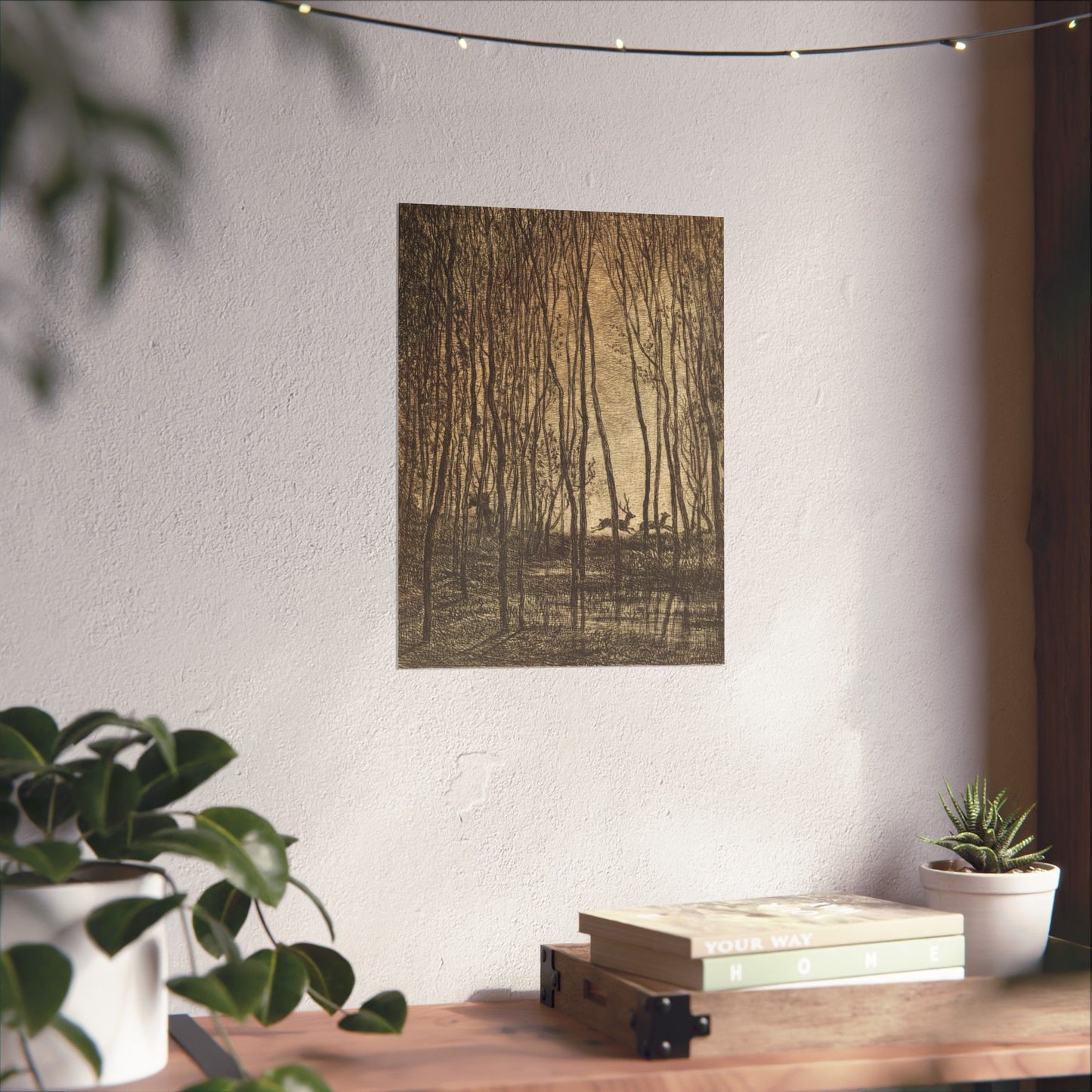 Deer Running Through Woods Nature Fine Art Print