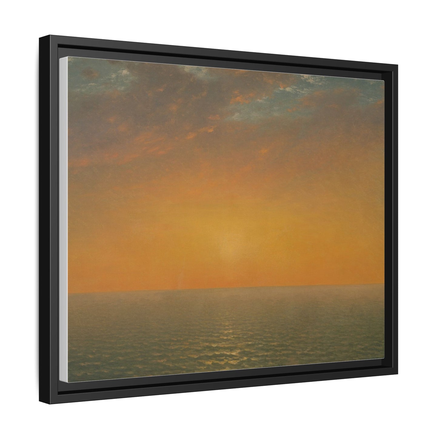 John Frederick Kensett : Sunset on the Sea (1872) - Museum Collection - Framed Canvas Print