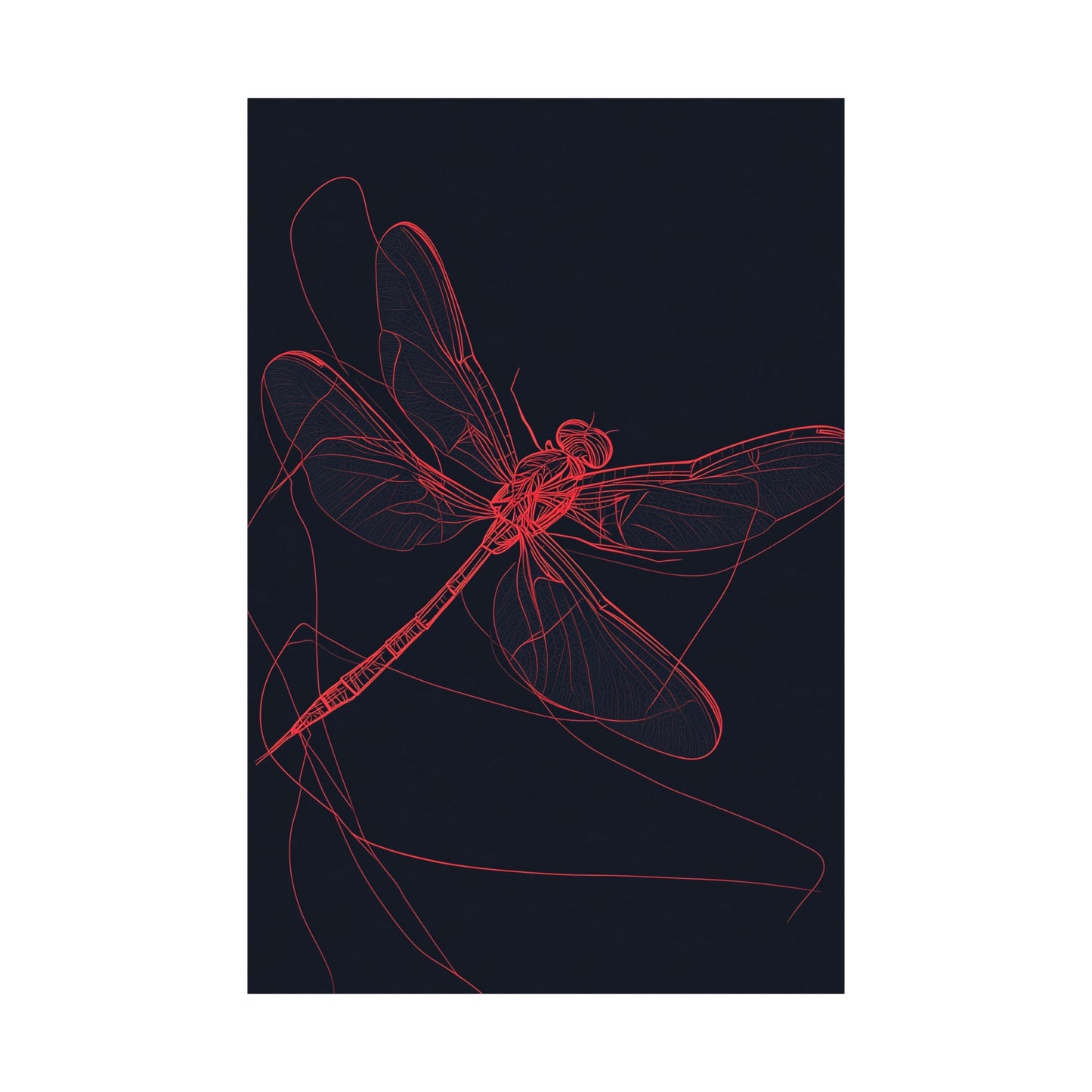 Red Dragonfly Fine Art Print -  Matte Poster – Modern Wall Art for Nature Lovers - Minimalist