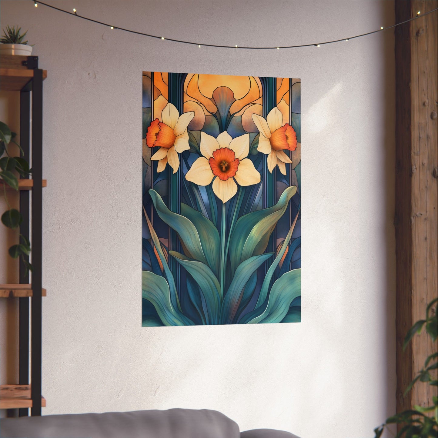 Elegant Daffodil Floral Fine Art Print - Matte Vertical Poster - Daffodil Art Print for Home Décor