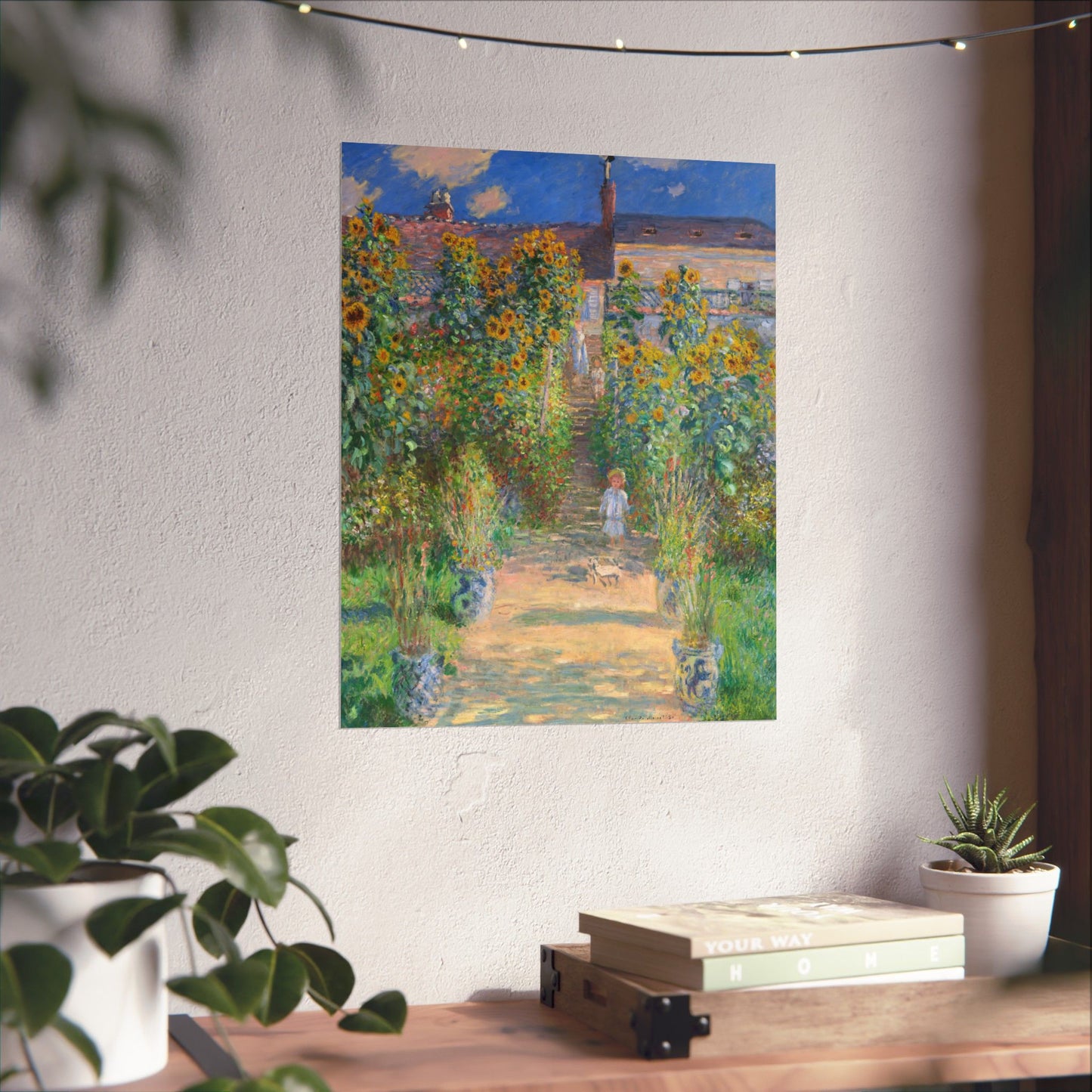 Monet - Garden at Vétheuil Sunflower Fine Art Print