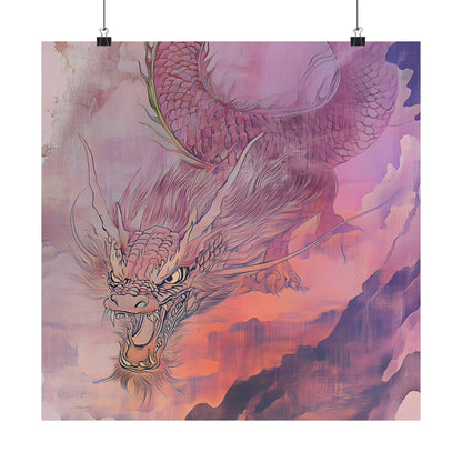 Mythical Red Dragon Fine Art Print - Matte Vertical Poster - Year of The Dragon Art - Zen Home Décor