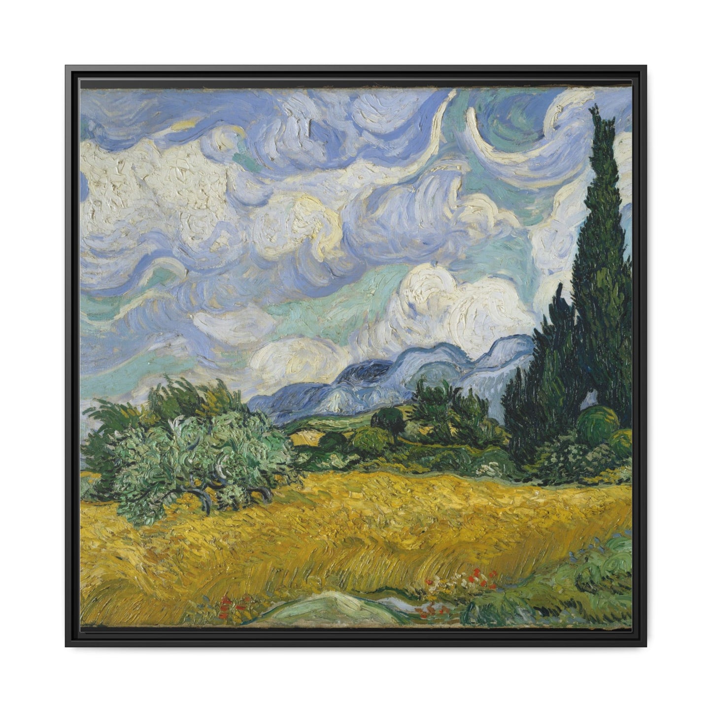 Van Gogh - Wheat Field with Cypresses - Museum Collection - Framed Canvas Print