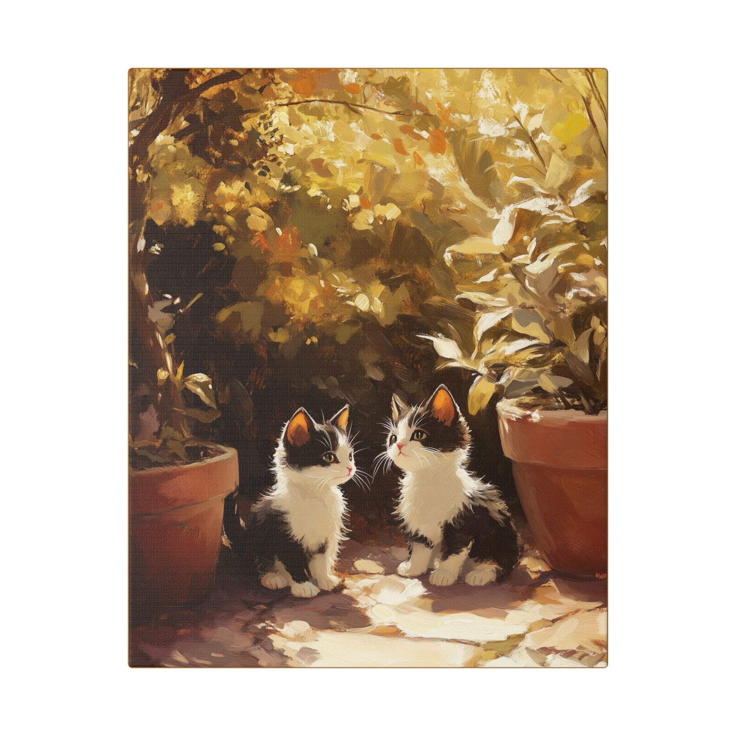 Kittens Conspire  - Garden Friends Series - Fine Art Print on Canvas