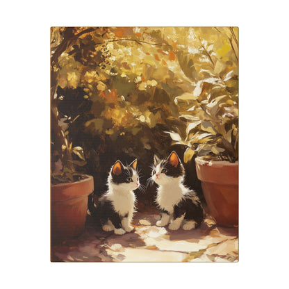 Kittens Conspire  - Garden Friends Series - Fine Art Print on Canvas