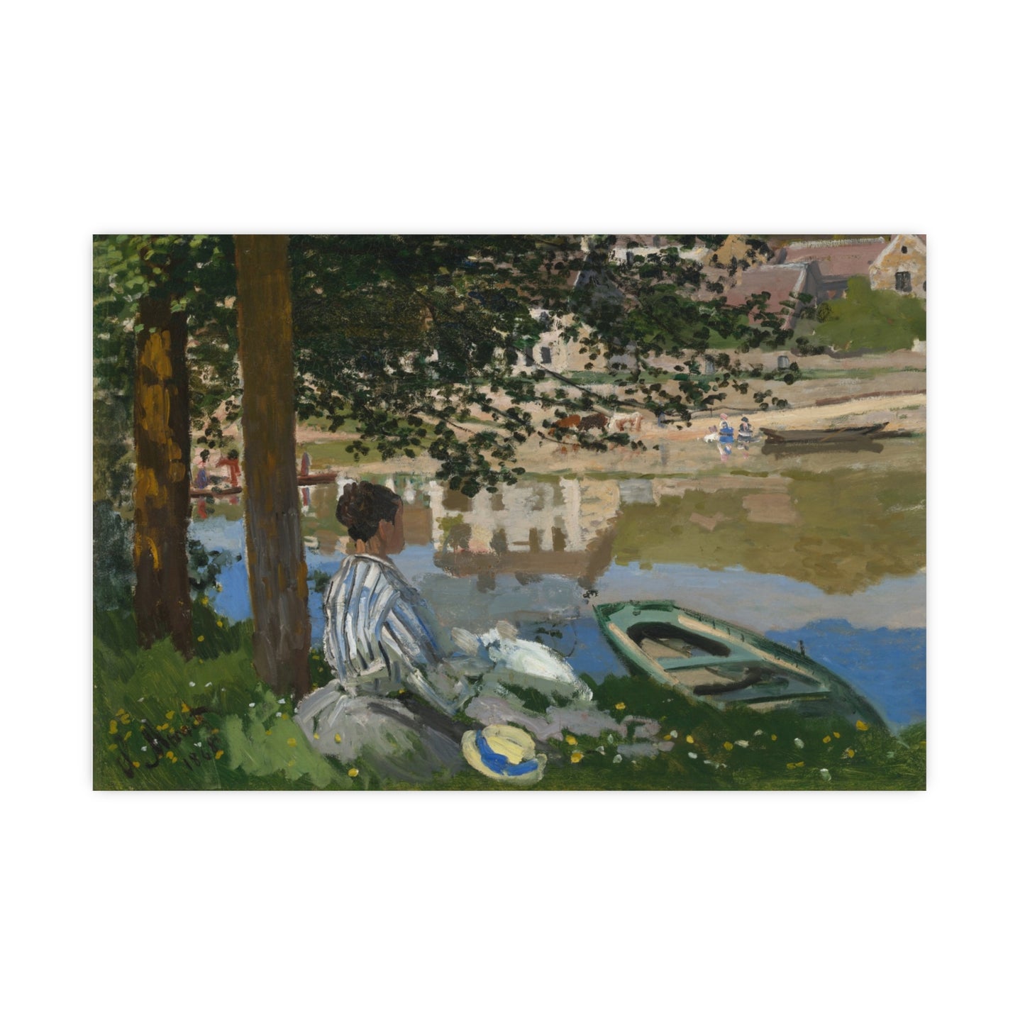 On the Bank of the Seine at Bennecourt - Monet Fine Art Poster