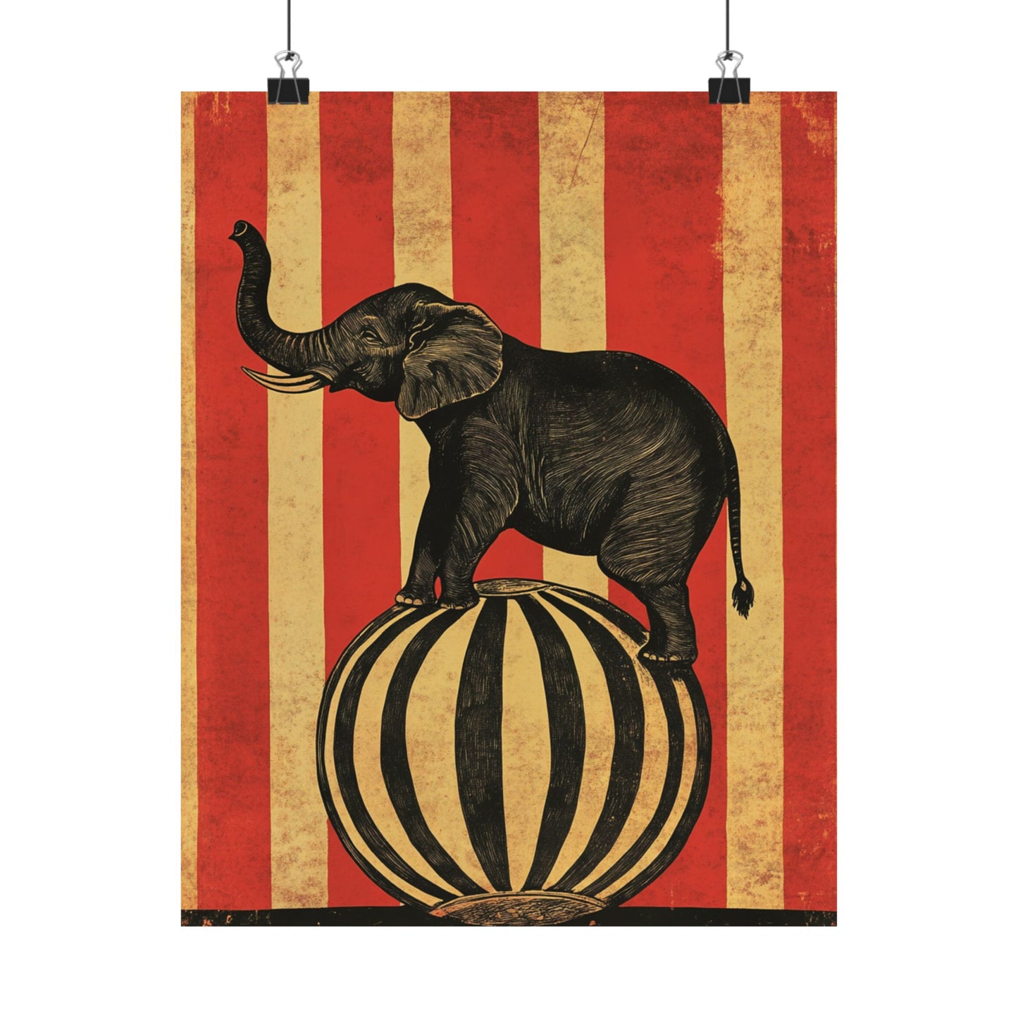 Vintage Circus Elephant Poster - Matte Fine Art Print - Wall Art for Bedroom or Nursery