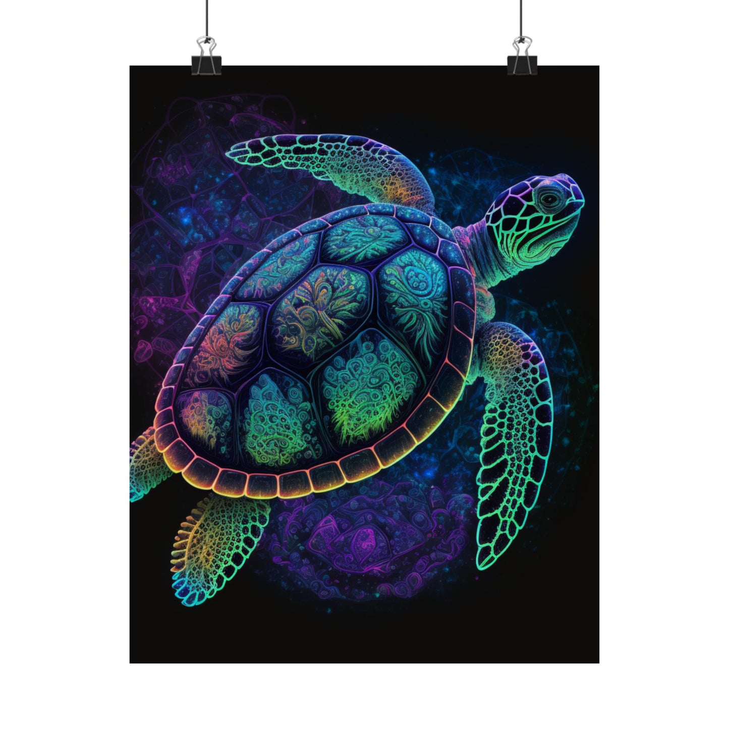 Trippy Turtle - Nautical Fine Art Print - Matte Vertical Poster - Ocean Art for Beach Lovers