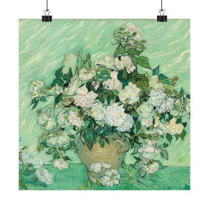 White Roses Painting - Fine Art Prints - Vintage Painting Prints - Elegant Floral - Matte Vertical Poster - White Roses Art Print