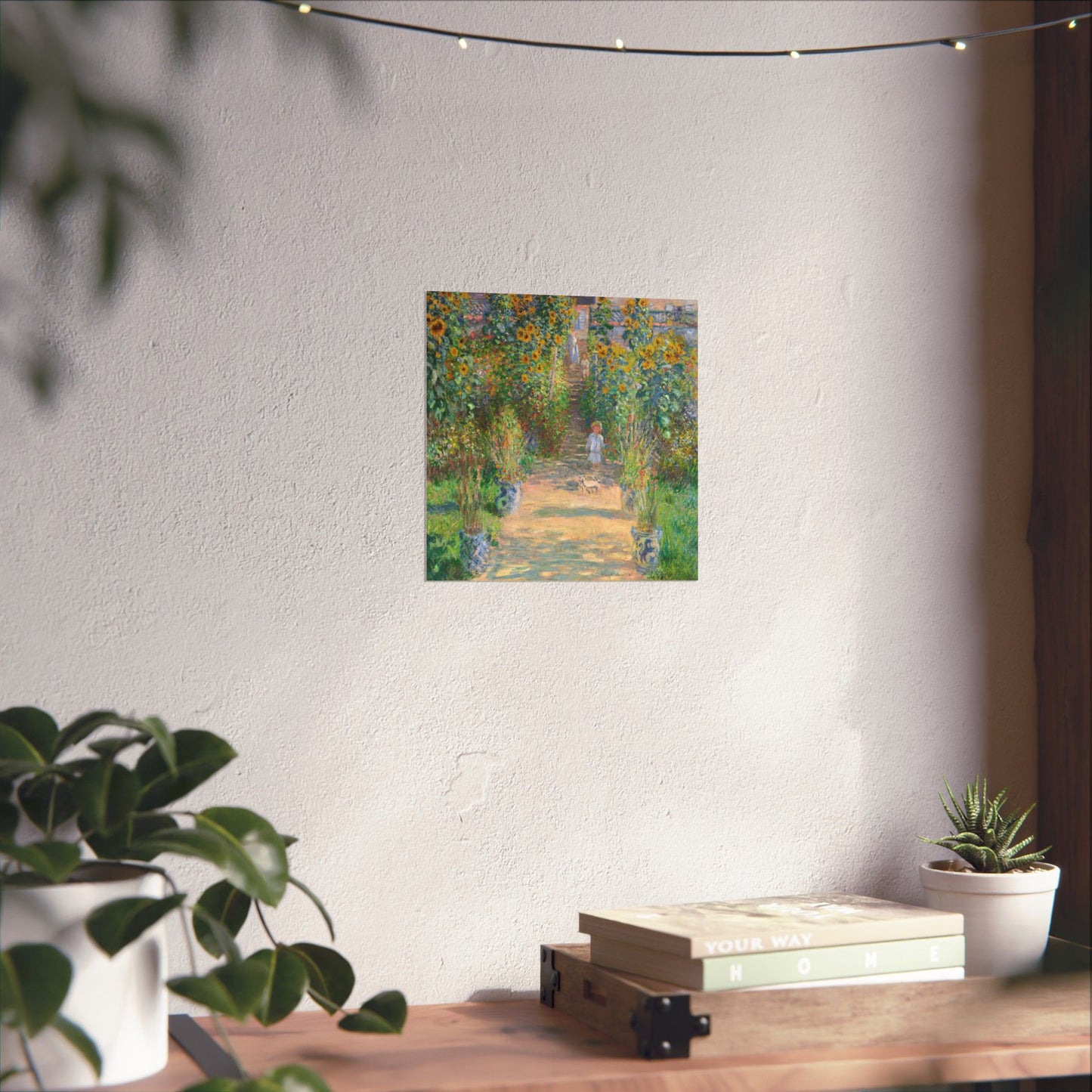 Monet - Garden at Vétheuil Sunflower Fine Art Print