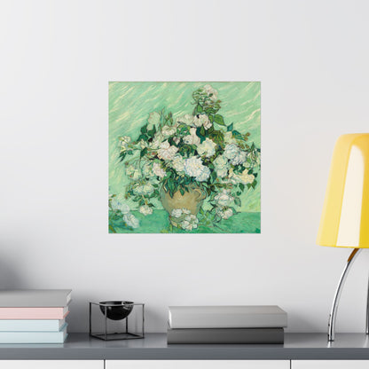 White Roses Painting - Fine Art Prints - Vintage Painting Prints - Elegant Floral - Matte Vertical Poster - White Roses Art Print