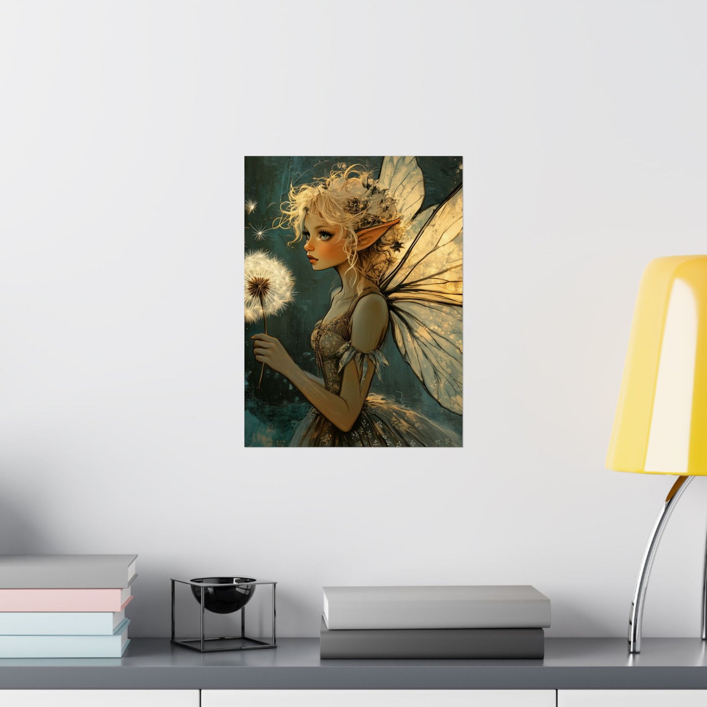 Best Wishes For You - Fairy with Dandelion - Flowers & Fairies Series - Enchanting Wall Art - Vertical Poster - Whimsical Wall Art for Dreamers