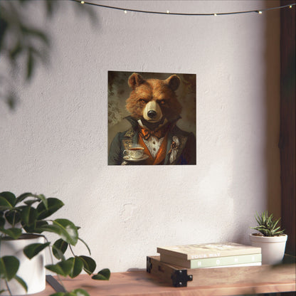 Well, Excuse Me - The Gentleman - Bear Portrait - Whimsical Animals - Poster - Unique Wall Art