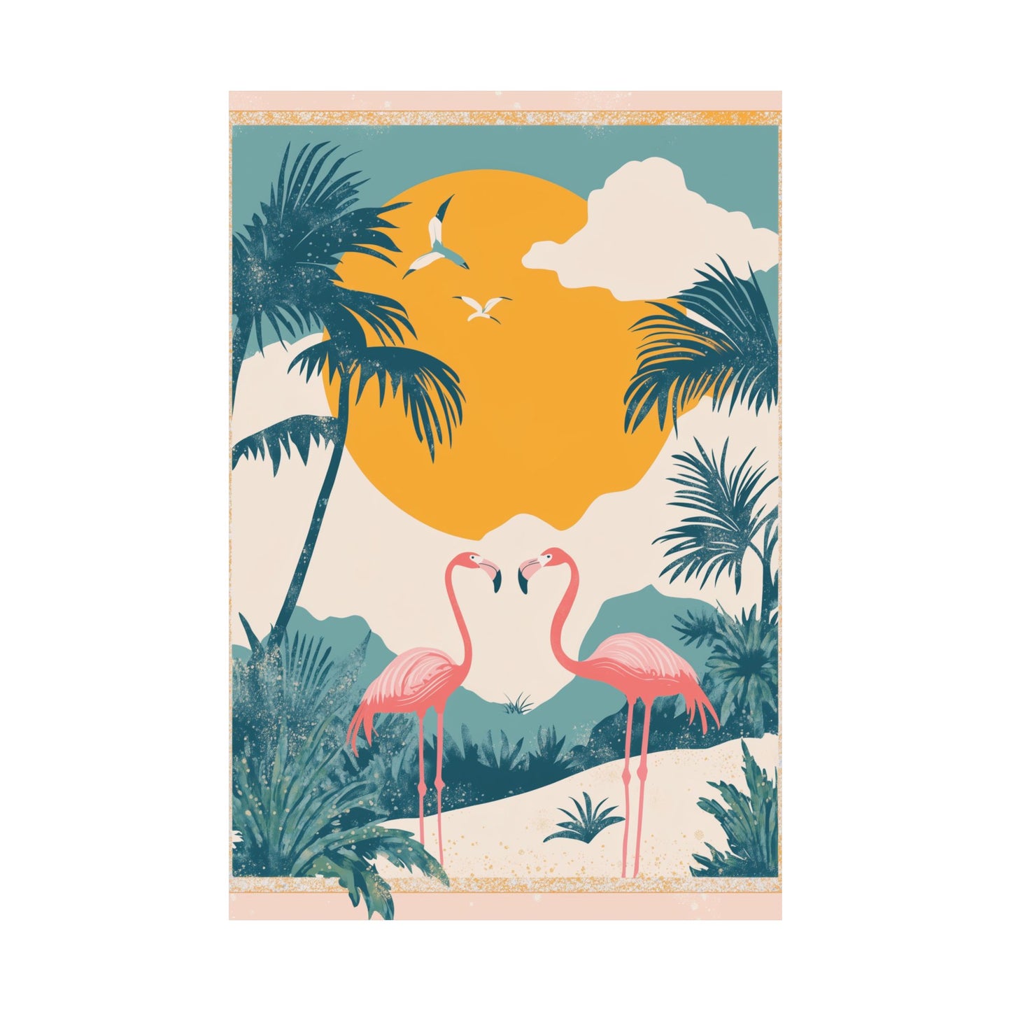 Welcome to Miami - Tropical Flamingo Poster - Boho Wall Art - Bohemian Art Prints - Home Décor