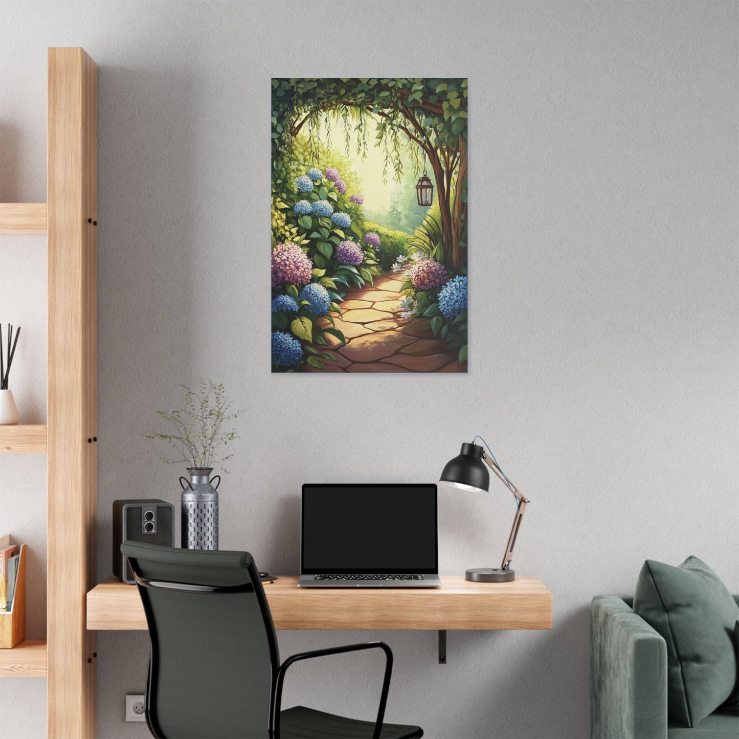 Hydrangea Courtyard - Secret Garden Series - Fine Art Print on Canvas