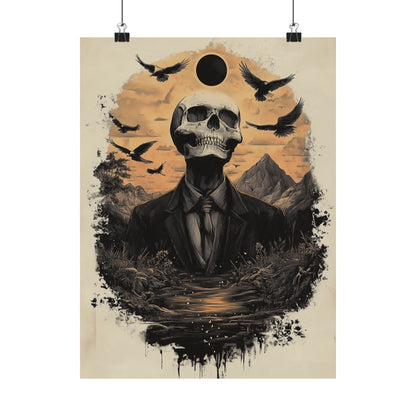 Mystic Black Sun Skull Gothic Poster - Dark Art - Fine Art Prints - Wall Art