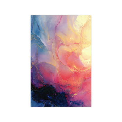 Muse (Style A) - Modern Abstract Fluid Art - Blue/Pink with Gold Highlights - Giclee Fine Art Print