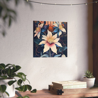 Sunlit Blossoms Fine Art Print - Floral Matte Vertical Posters - Elegant Home Décor