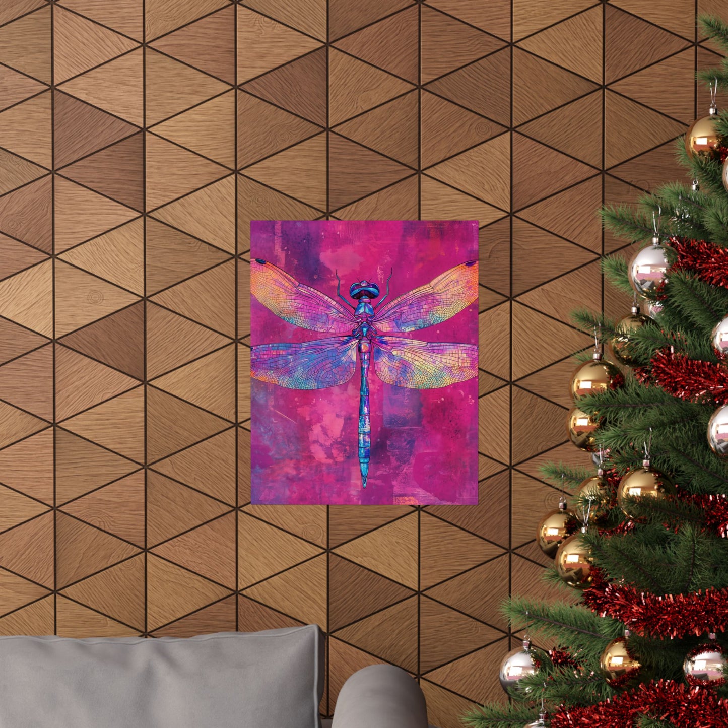 Magenta Dragonfly Watercolor Art Print - Matte Vertical Posters