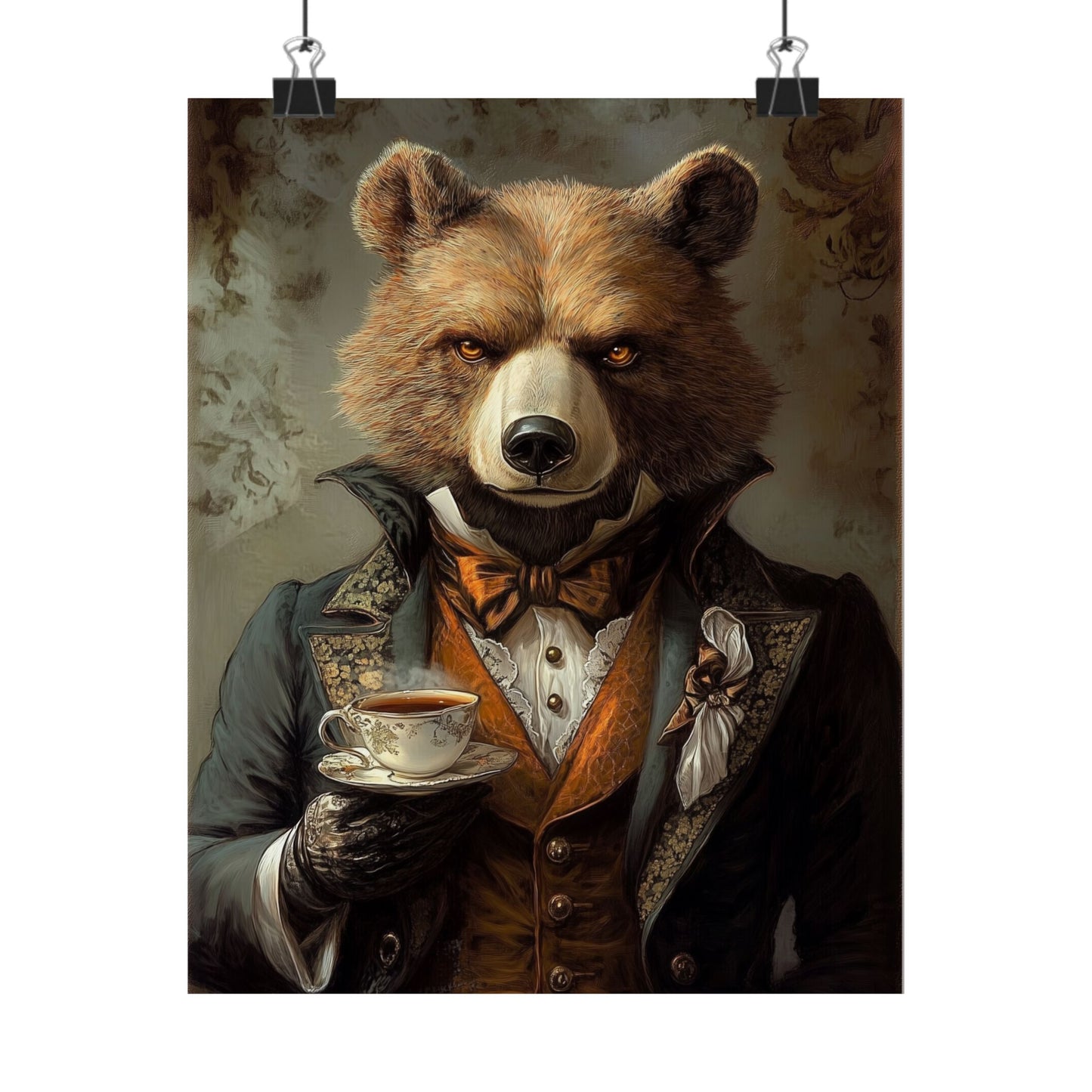 Well, Excuse Me - The Gentleman - Bear Portrait - Whimsical Animals - Poster - Unique Wall Art