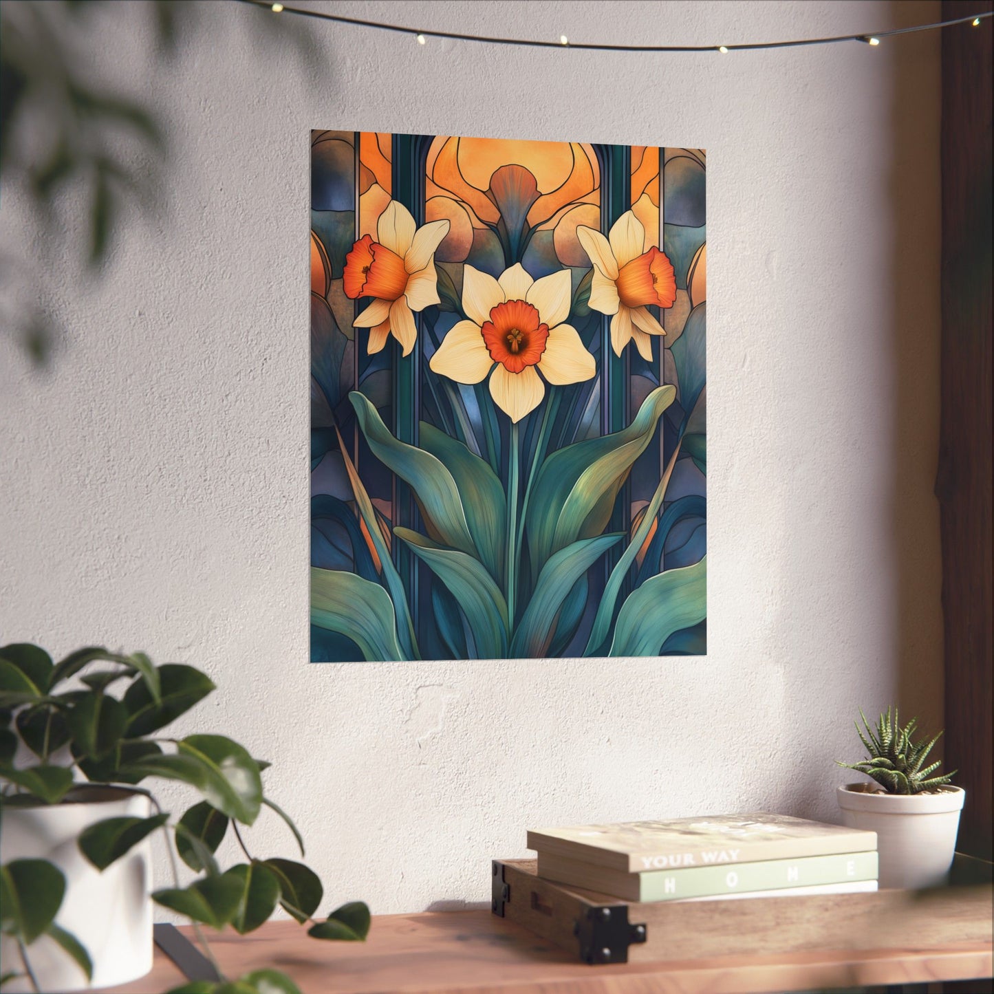 Elegant Daffodil Floral Fine Art Print - Matte Vertical Poster - Daffodil Art Print for Home Décor