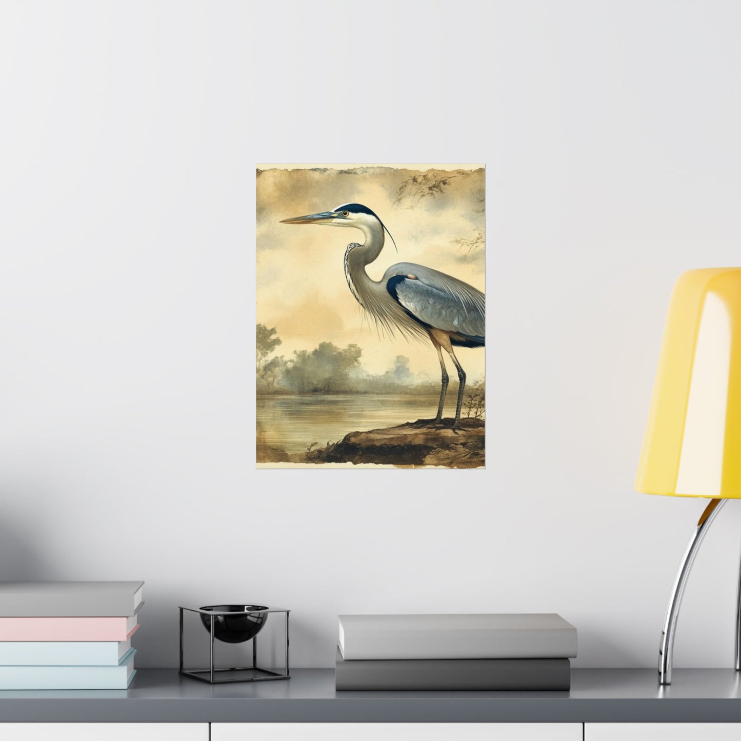 Elegant Blue Heron Coastal Fine Art Print