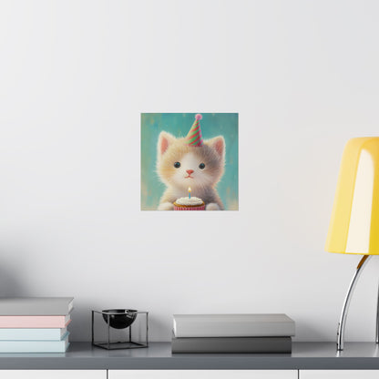 Cute Kitten Birthday Poster - Cat Café - Whimsical Animals - Adorable Kitten Wall Art