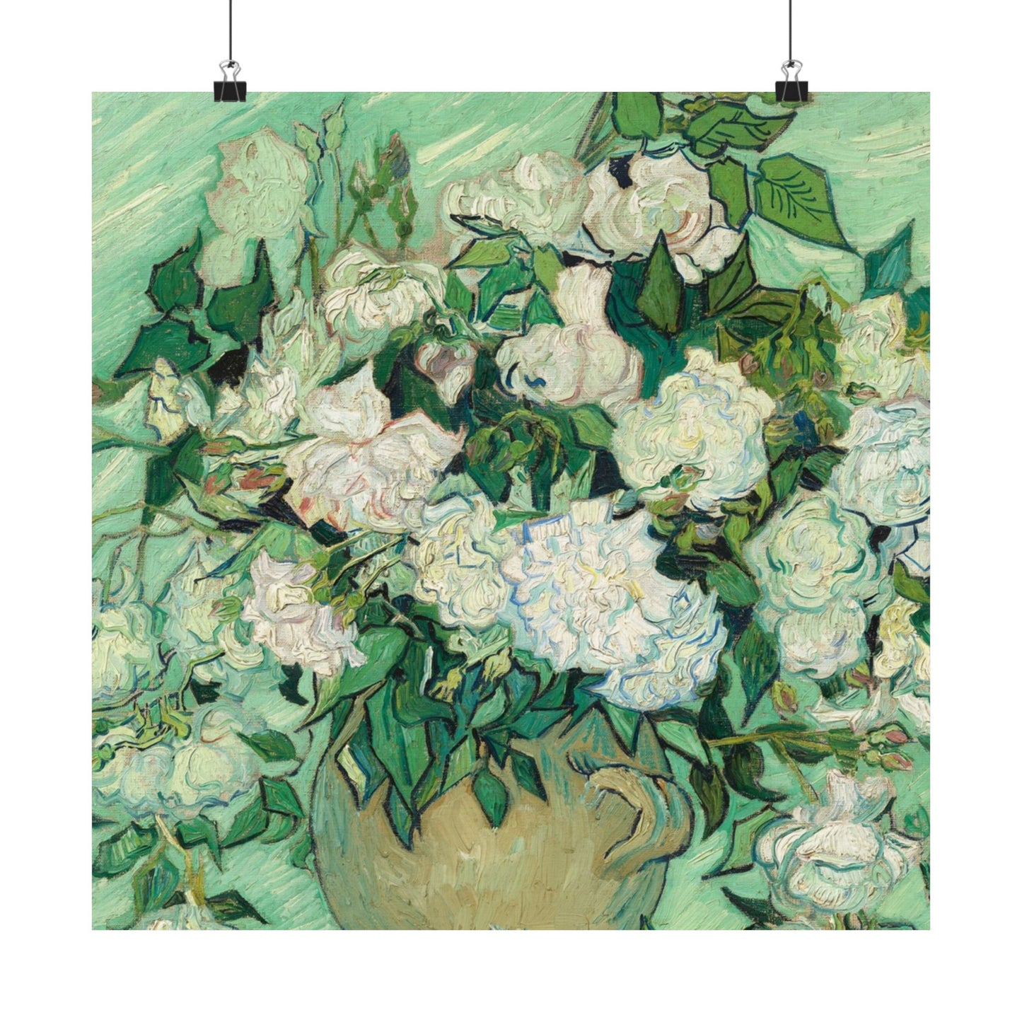 White Roses Painting - Fine Art Prints - Vintage Painting Prints - Elegant Floral - Matte Vertical Poster - White Roses Art Print