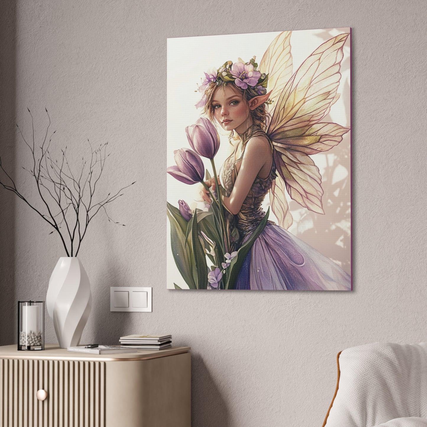 Tuesdays are for Tulips - Flowers & Fairies Collection - Fine Art Print on Canvas