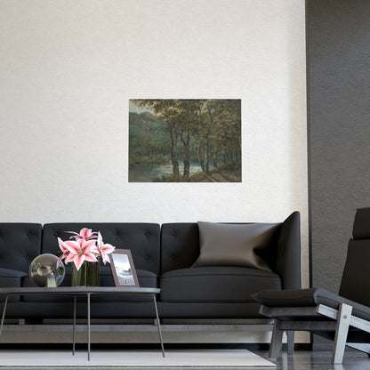 Sunlight Through Trees River Sihl - Forest Landscape Fine Art Poster