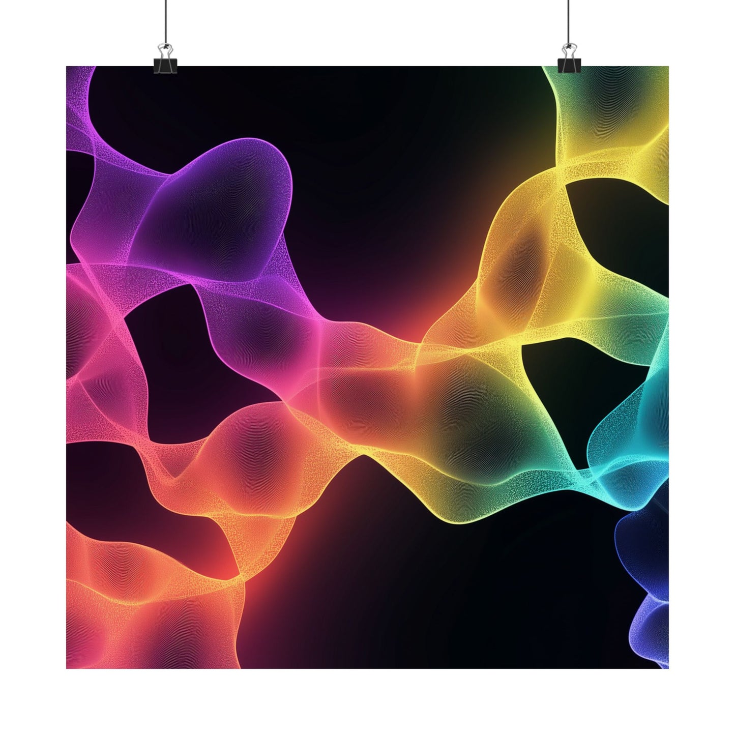 Vibrant Spectrum Abstract Poster - Colorful Wavelengths Energetic Art Print - Black Light Art - Spectrum of Light Wall Art