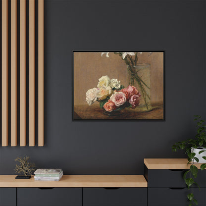 Henri Fantin-Latour : Roses and Lilies (1888) - Giclee Fine Art Print - Museum Collection Framed Canvas Print