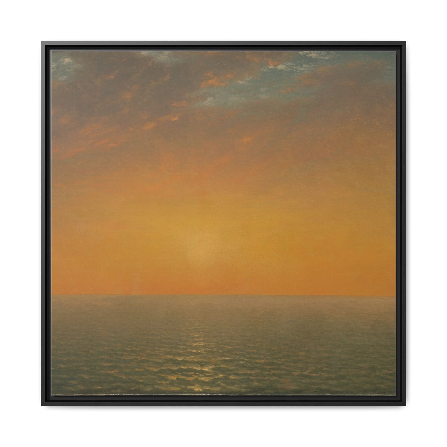 John Frederick Kensett : Sunset on the Sea (1872) - Museum Collection - Framed Canvas Print