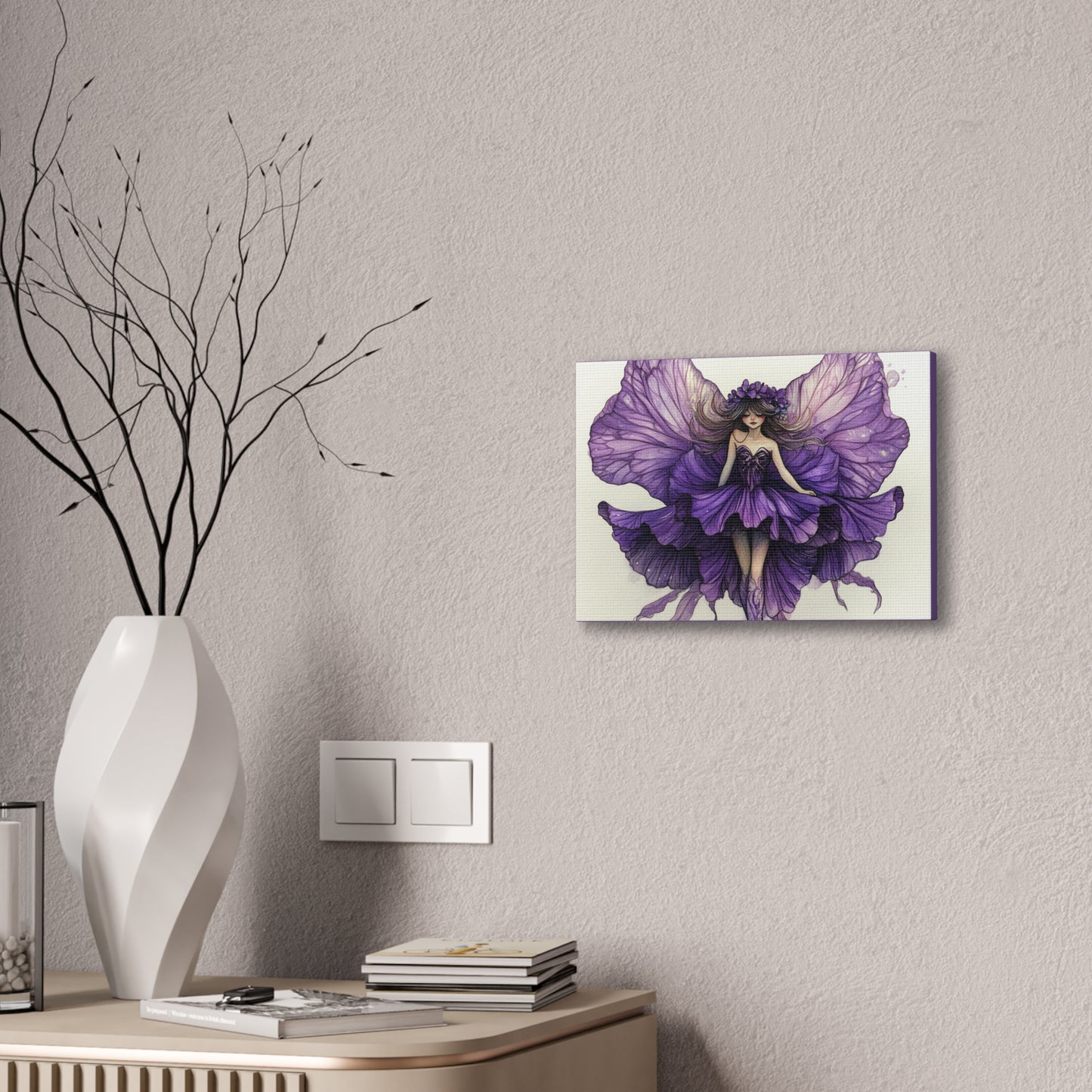 A Violet Affair - Fairies & Flowers Collection - Wall Art - on Canvas