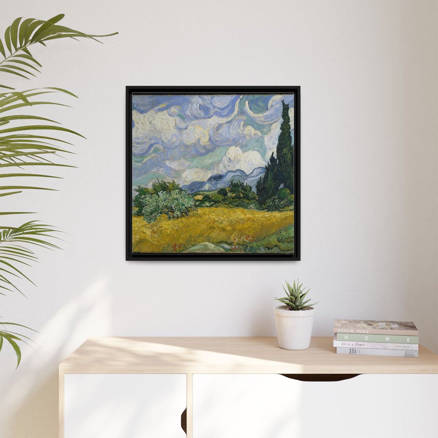 Van Gogh - Wheat Field with Cypresses - Museum Collection - Framed Canvas Print