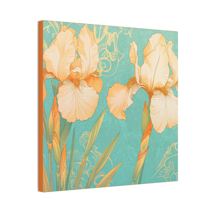 Iris Flowers on Turquois - Stretched Canvas