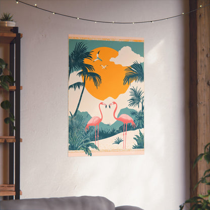 Welcome to Miami - Tropical Flamingo Poster - Boho Wall Art - Bohemian Art Prints - Home Décor
