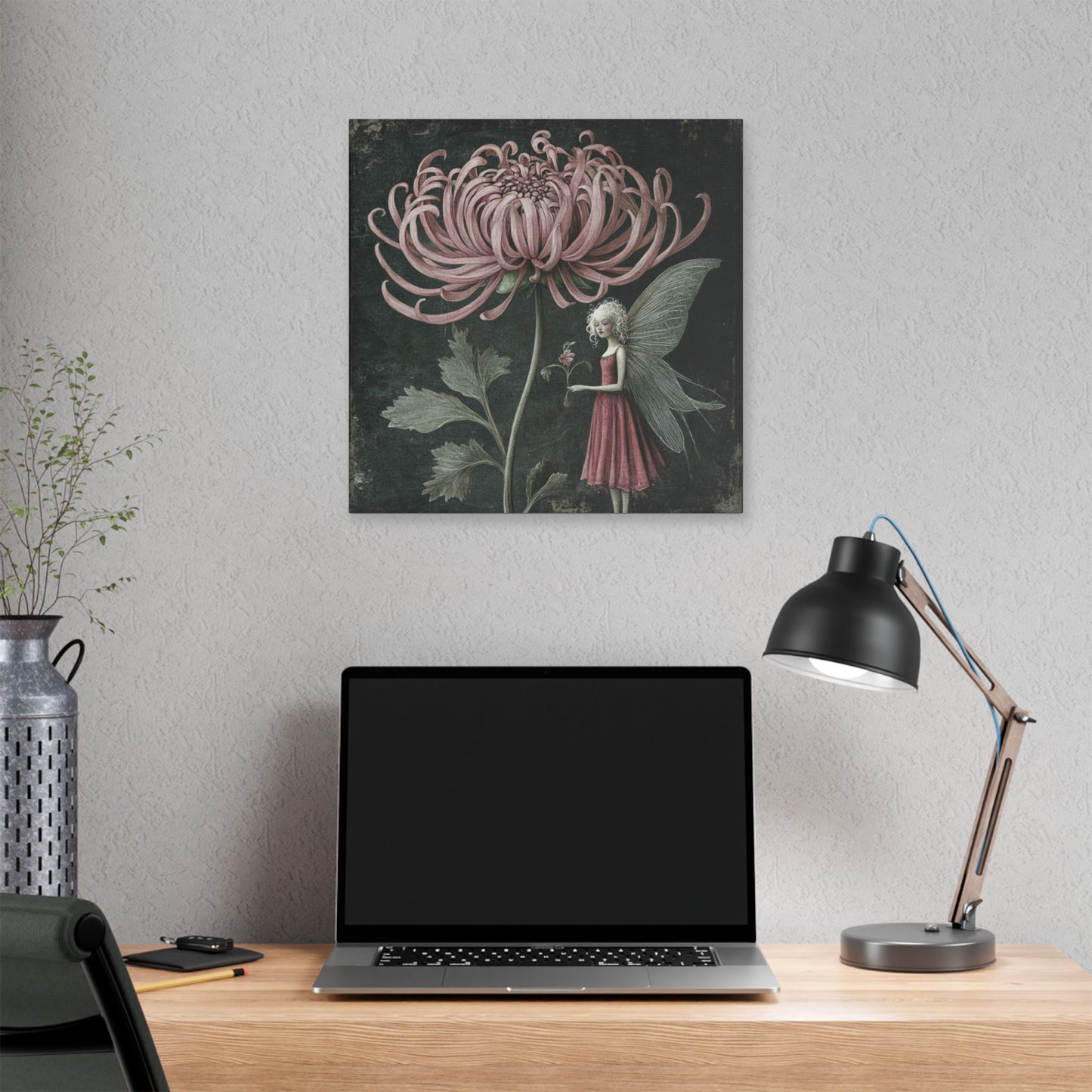Only Chrysanthemum Will Do - Fairies & Flowers Wall Art Collection on Canvas