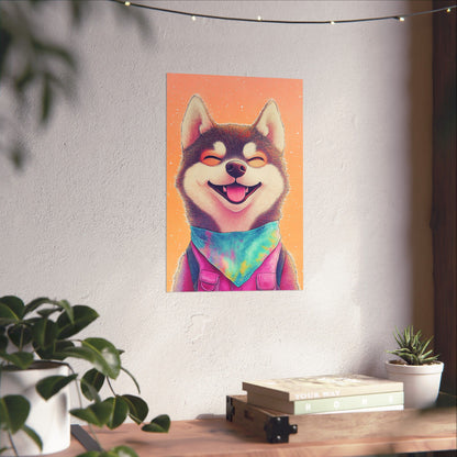 Shiba Inu So Happy - Matte Vertical Poster - Brighten Your Space with Joy - Love Dogs - Wall Art