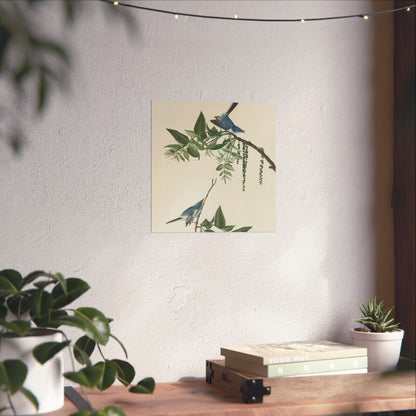 Vintage Bluebirds Botanical Print - Nature-Inspired Art - Matte Vertical Poster with Bluebirds